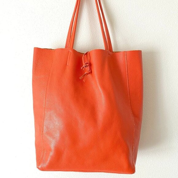 Orange Leather Tote Bag - Picture 2 of 8